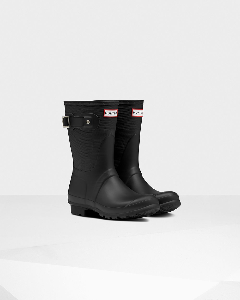 Galochas Curtas Hunter Feminina Pretas - Original Exploded Logo Texture - 32LEBJIZQ
